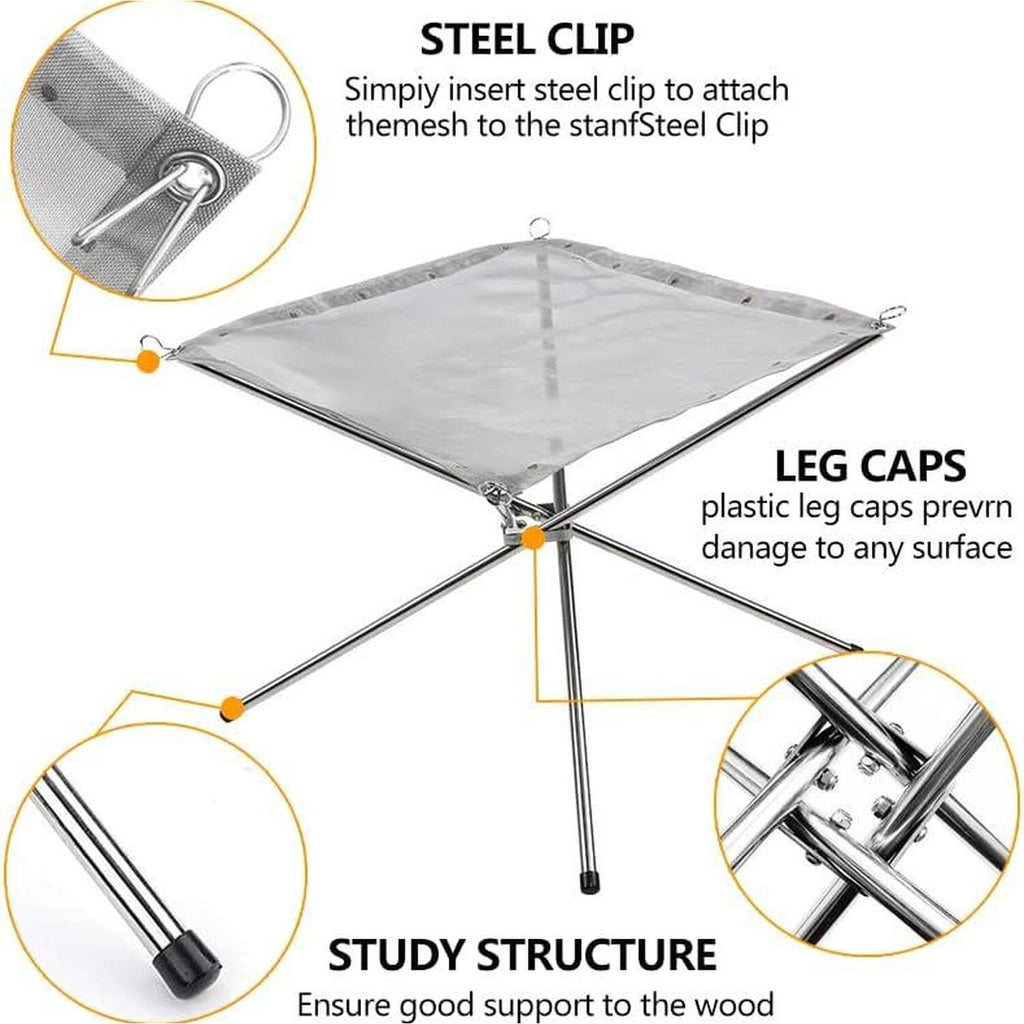 Portable Foldable Fire Pit – SS304 Mesh with Carry Case