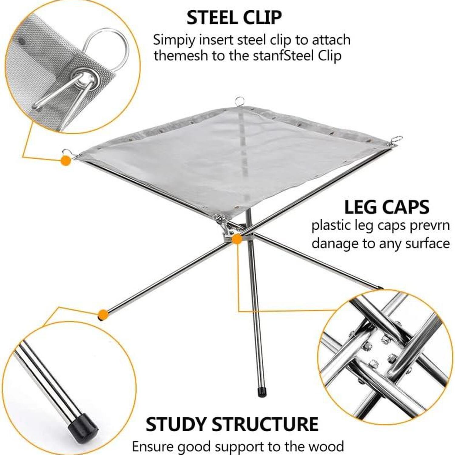 Portable Foldable Fire Pit – SS304 Mesh with Carry Case