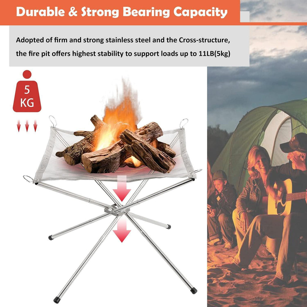 Portable Foldable Fire Pit – SS304 Mesh with Carry Case