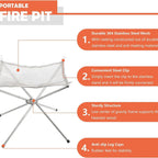Portable Foldable Fire Pit – SS304 Mesh with Carry Case