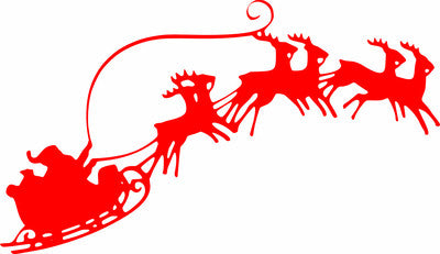 Santa Sleigh Reindeer Christmas Vinyl Decal - Festive Wall Art, Easy Application