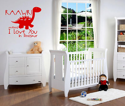 DINOSAUR RAAW MEANS I LOVE YOU - WALL ART/DECAL CHILDREN'S BEDROOM NURSERY