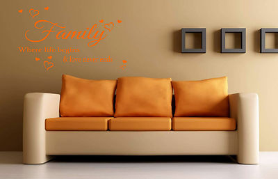 Family Where Life Begins Love Heart Art Wall Quote Stickers Wall Decals