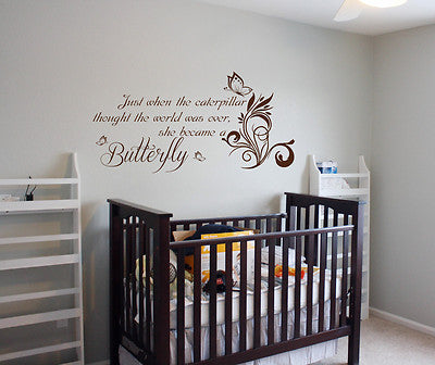 Caterpillar into butterfly.... Wall Art Vinyl Graphic Sticker Wallpaper Decal!!
