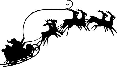 Santa Sleigh Reindeer Christmas Vinyl Decal - Festive Wall Art, Easy Application