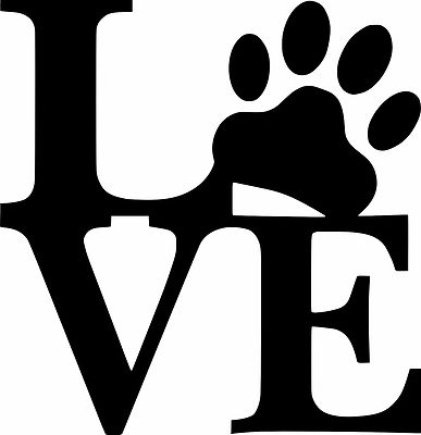 Love Paw Wall Art Vinyl Decal - Custom Sizes, No Background, One Colour!