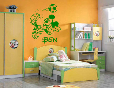 Micky Mouse Football Personalised Wall Art Vinyl Graphic Sticker Wallpaper Decal