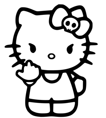 HELLO KITTY UP YOUR'S -Wall Art Sticker Decal FUNNY CAR DECAL WINDOW/BODY!!!!