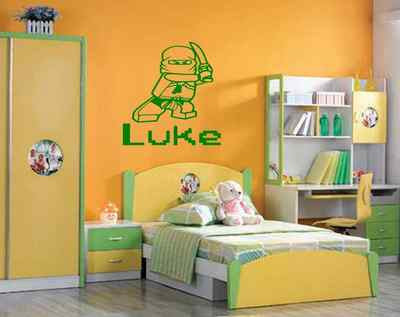 Lego Ninja custom name wall sticker decal bedroom wall art sticker Vinyl/Decal!