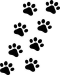 8 Paw Print Stickers/Decals - No Background, Custom Colour Options!