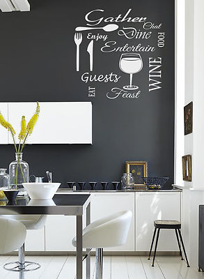 Kitchen words wine glass wall art Quote Stickers Wall Decals Living Room/Bedroom