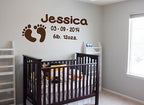 Baby Footprint Birth Date Weight Wall Art Vinyl Graphic Sticker Wallpaper Decal!