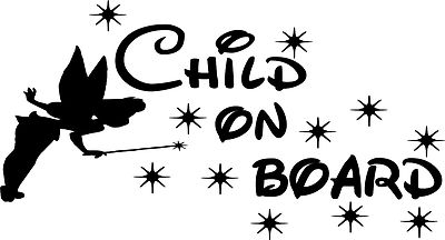 Fairy Tinkerbell baby on board child,children,princess, car/van window sticker!!