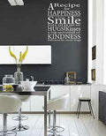 A RECIPE FOR HAPPINESS.... Wall Quote Stickers Wall Decals kitchen/Living Room