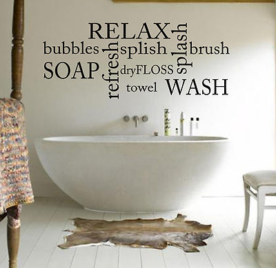RELAX BATHROOM WORDING - WASH-BRUSH-FLOSS WALL ART/DECAL QUOTE STICKER -BATHROOM