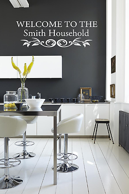 Personalised Surname welcome to our home..... Wall Quote Stickers Wall Decals!!!