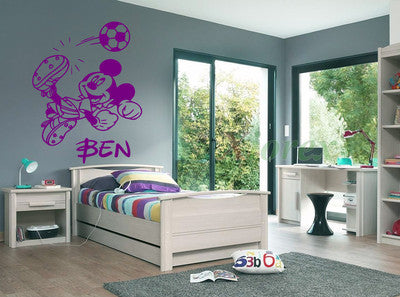 Micky Mouse Football Personalised Wall Art Vinyl Graphic Sticker Wallpaper Decal
