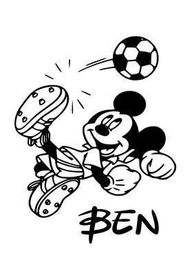 Micky Mouse Football Personalised Wall Art Vinyl Graphic Sticker Wallpaper Decal