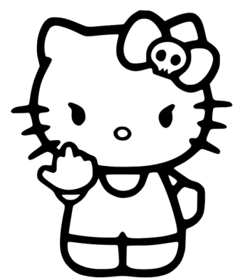HELLO KITTY UP YOUR'S -Wall Art Sticker Decal FUNNY CAR DECAL WINDOW/BODY!!!!