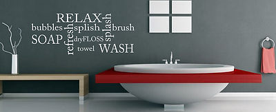 RELAX BATHROOM WORDING - WASH-BRUSH-FLOSS WALL ART/DECAL QUOTE STICKER -BATHROOM