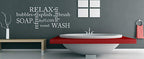 RELAX BATHROOM WORDING - WASH-BRUSH-FLOSS WALL ART/DECAL QUOTE STICKER -BATHROOM