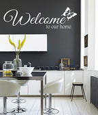 Welcome to our home butterfly Quote Stickers Wall Decals Living Room/Bedroom.