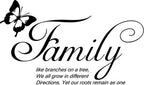 Family Tree Butterfly Vinyl Decal - Beautiful Wall Art, Easy Application, Custom