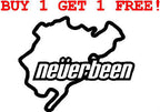 Neverbeen Nürburgring Vinyl Decal – Funny Car Sticker, Buy 1 Get 1 Free!