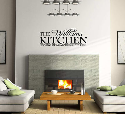 Personalised Kitchen serving memories since..... Wall Quote Stickers Wall Decals
