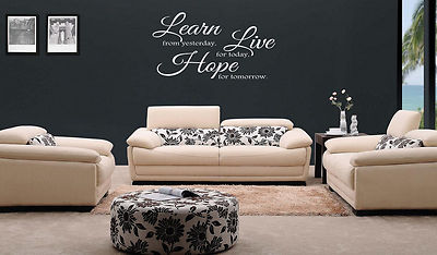 Learn Live Hope...Living room/BedroomWall Art Quote Stickers Wall Decals!!!