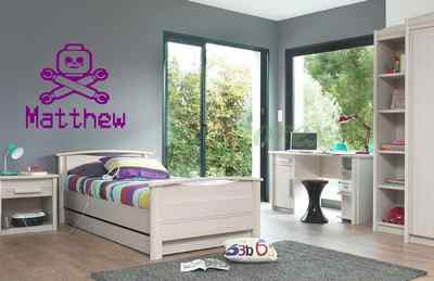 Lego Skull Crossbone Custom Name wall sticker decal bedroom wall art Vinyl/Decal