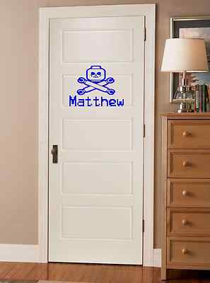 Lego Skull Crossbone Custom Name wall sticker decal bedroom wall art Vinyl/Decal