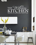 Personalised Kitchen serving memories since..... Wall Quote Stickers Wall Decals