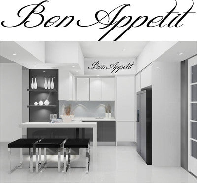 Bon Appétit Kitchen Wall Art Sticker - Modern Vinyl Decal, Easy to Apply, Custom