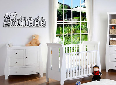 Train Wall Art Vinyl Decal with Child's Name – Fun Custom Decor, Easy to Apply