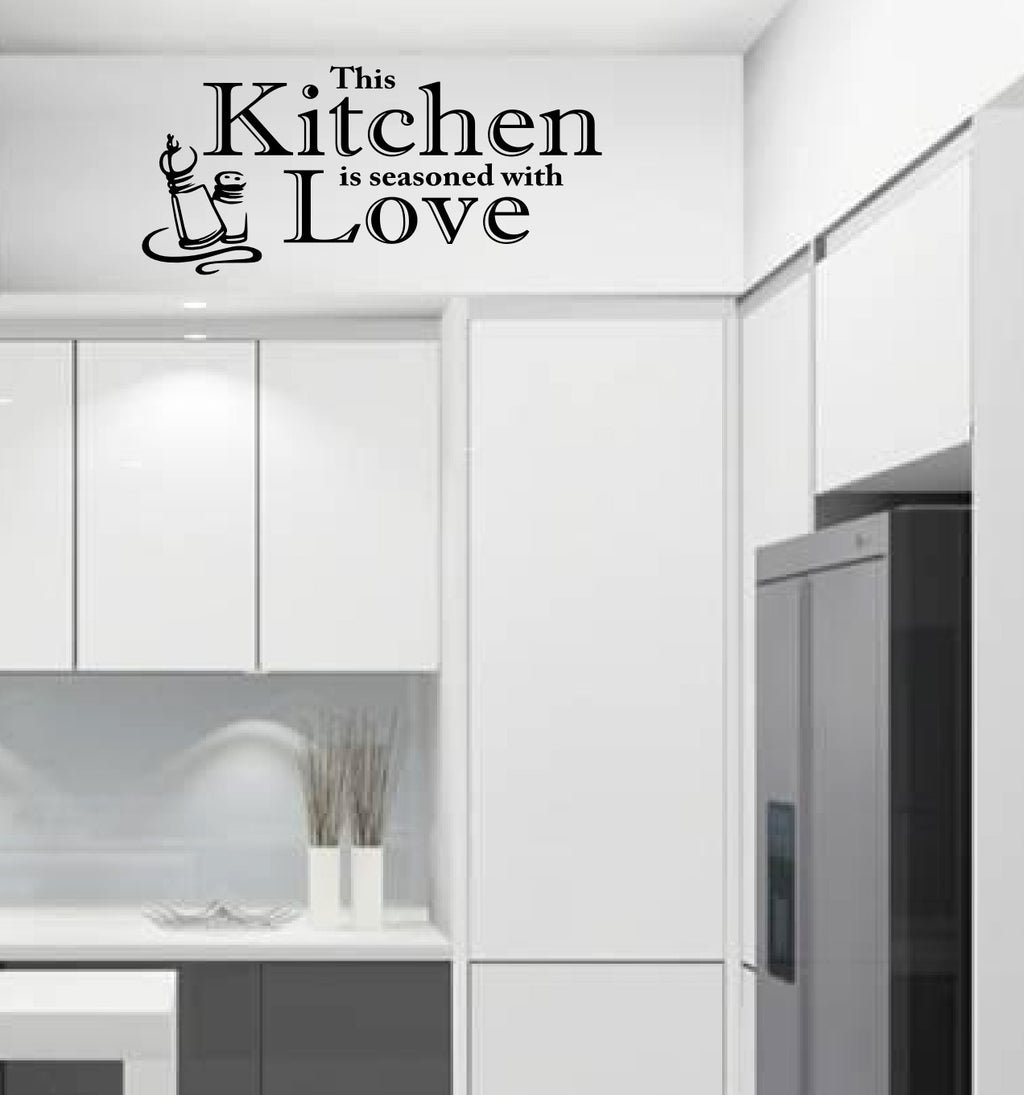 Kitchen Seasoned With Love Wall Quote Stickers Wall Decals kitchen/living room