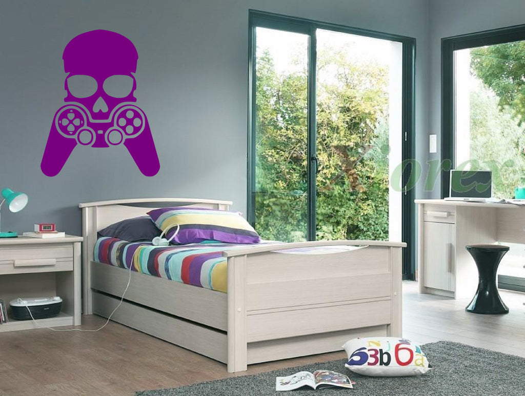 SKULL GAMES CONTROL WALL ART/DECAL QUOTE STICKER - BEDROOM/PS4/CHILD/BOY!!!