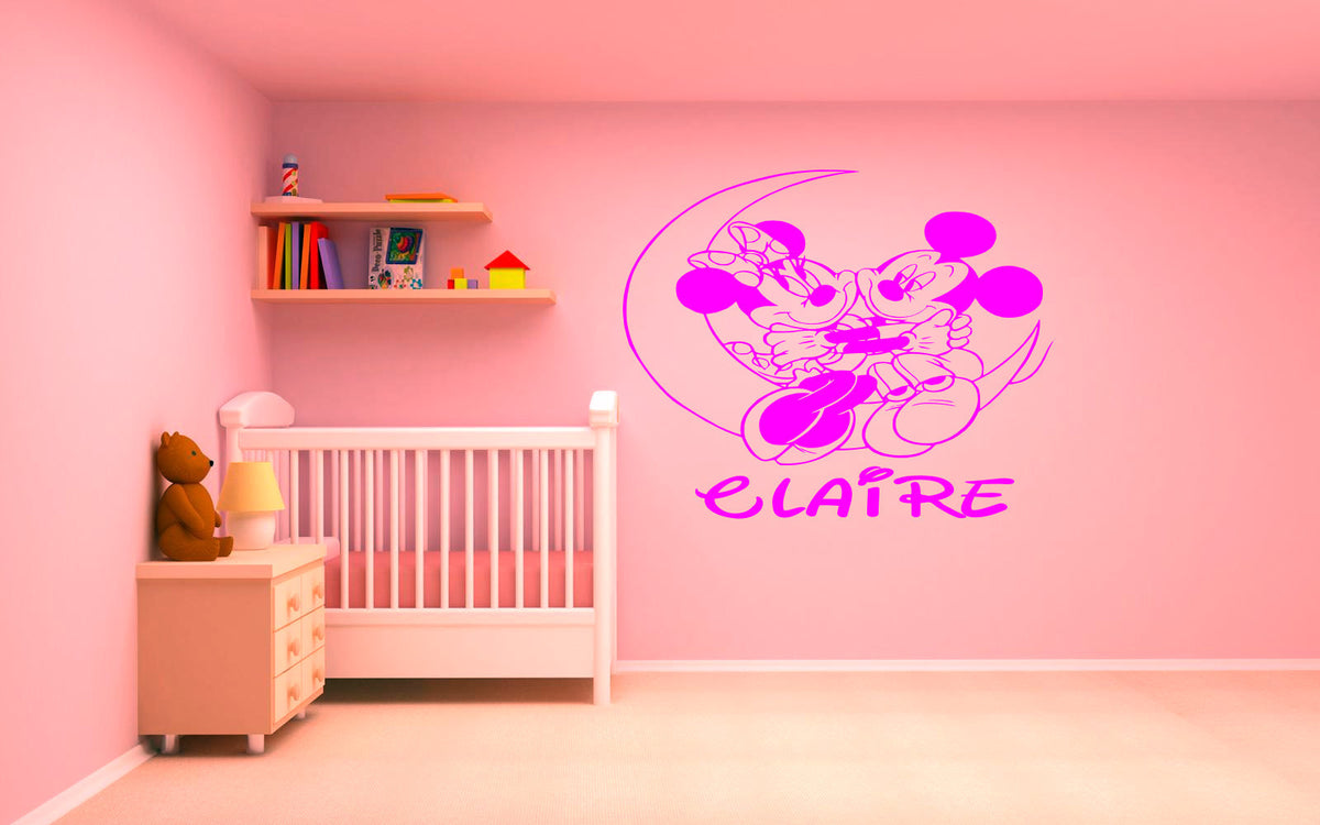 Micky Minnie Mouse Personalised Wall Art Vinyl Graphic Sticker Wallpaper Decal!!