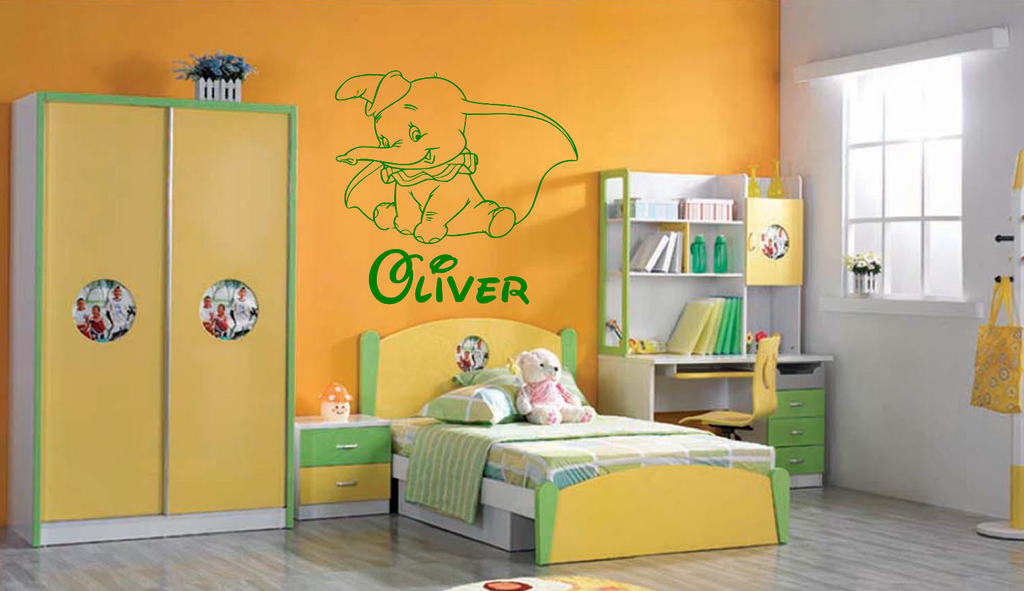 Dumbo Wall Art Vinyl Decal with Custom Name - Perfect for Kids' Rooms!