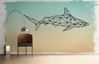 Geometric Shark Wall Art Vinyl Decal - Bold Design, Easy to Apply, Multiple Size