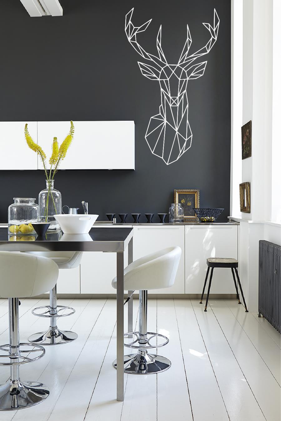 DEER STAG GEOMETRIC DESIGN WALL ART/DECAL QUOTE STICKER - BEDROOM/LIVING ROOM