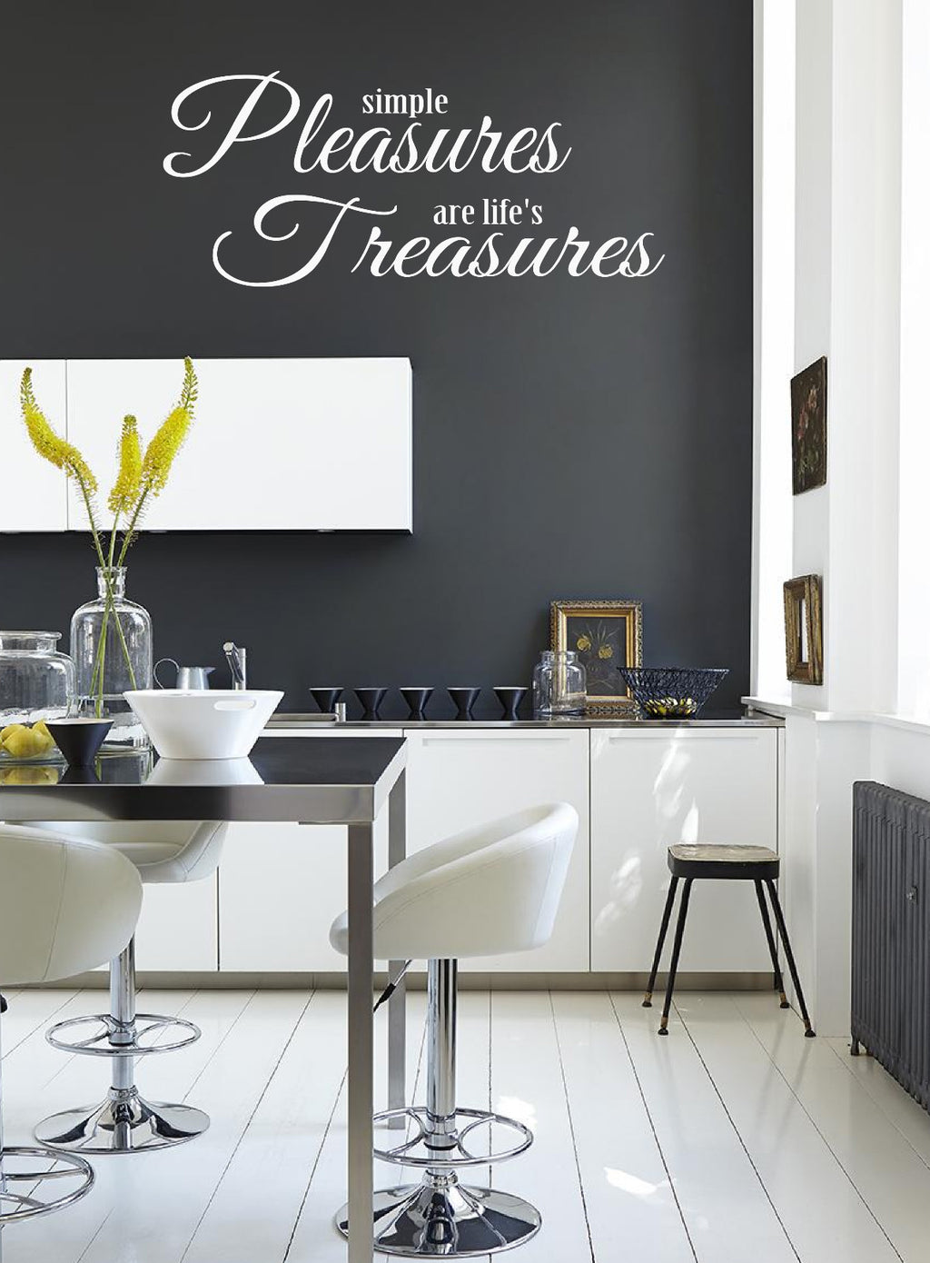 SIMPLE PLEASURES ARE LIFE'S TREASURES Wall Quote Stickers Wall Decal BATHROOM