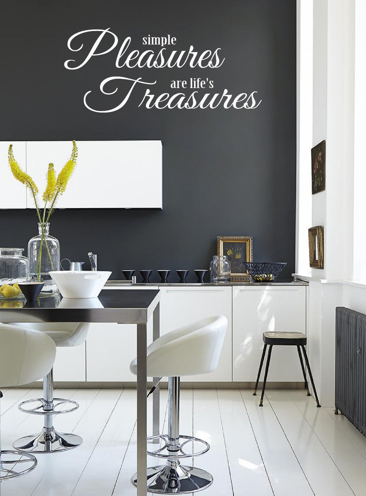 SIMPLE PLEASURES ARE LIFE'S TREASURES Wall Quote Stickers Wall Decal BATHROOM