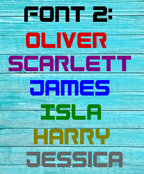 2 x Personalised Custom Name Vinyl Sticker Decal – Choose Font & Size!