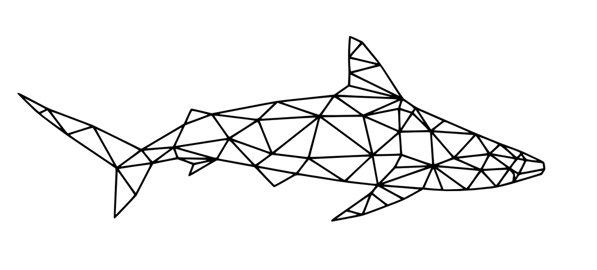 Geometric Shark Wall Art Vinyl Decal - Bold Design, Easy to Apply, Multiple Size