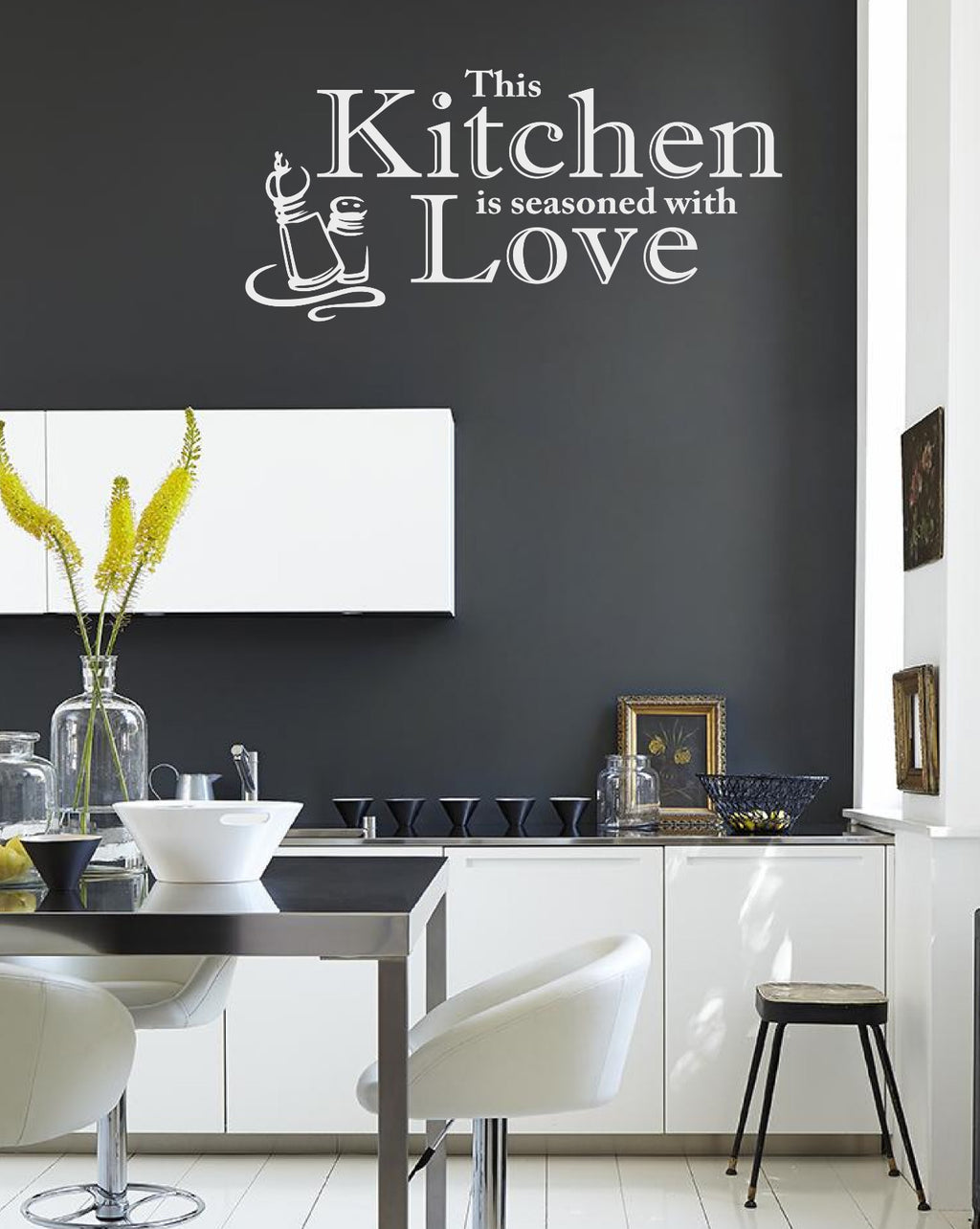Kitchen Seasoned With Love Wall Quote Stickers Wall Decals kitchen/living room