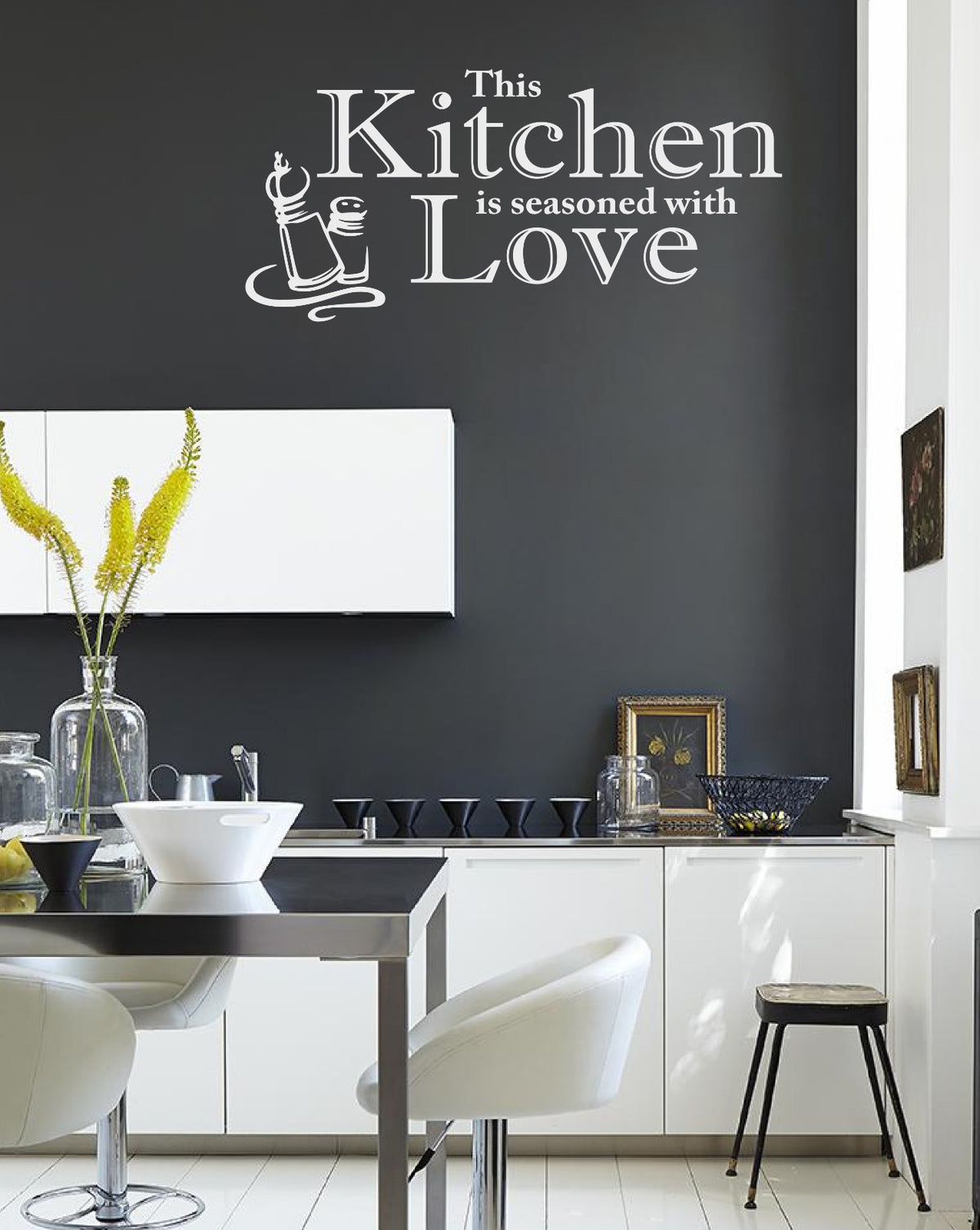Kitchen Seasoned With Love Wall Quote Stickers Wall Decals kitchen/living room