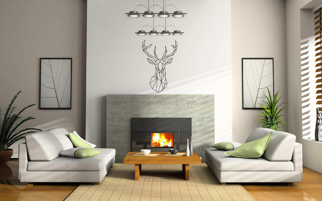 DEER STAG GEOMETRIC DESIGN WALL ART/DECAL QUOTE STICKER - BEDROOM/LIVING ROOM
