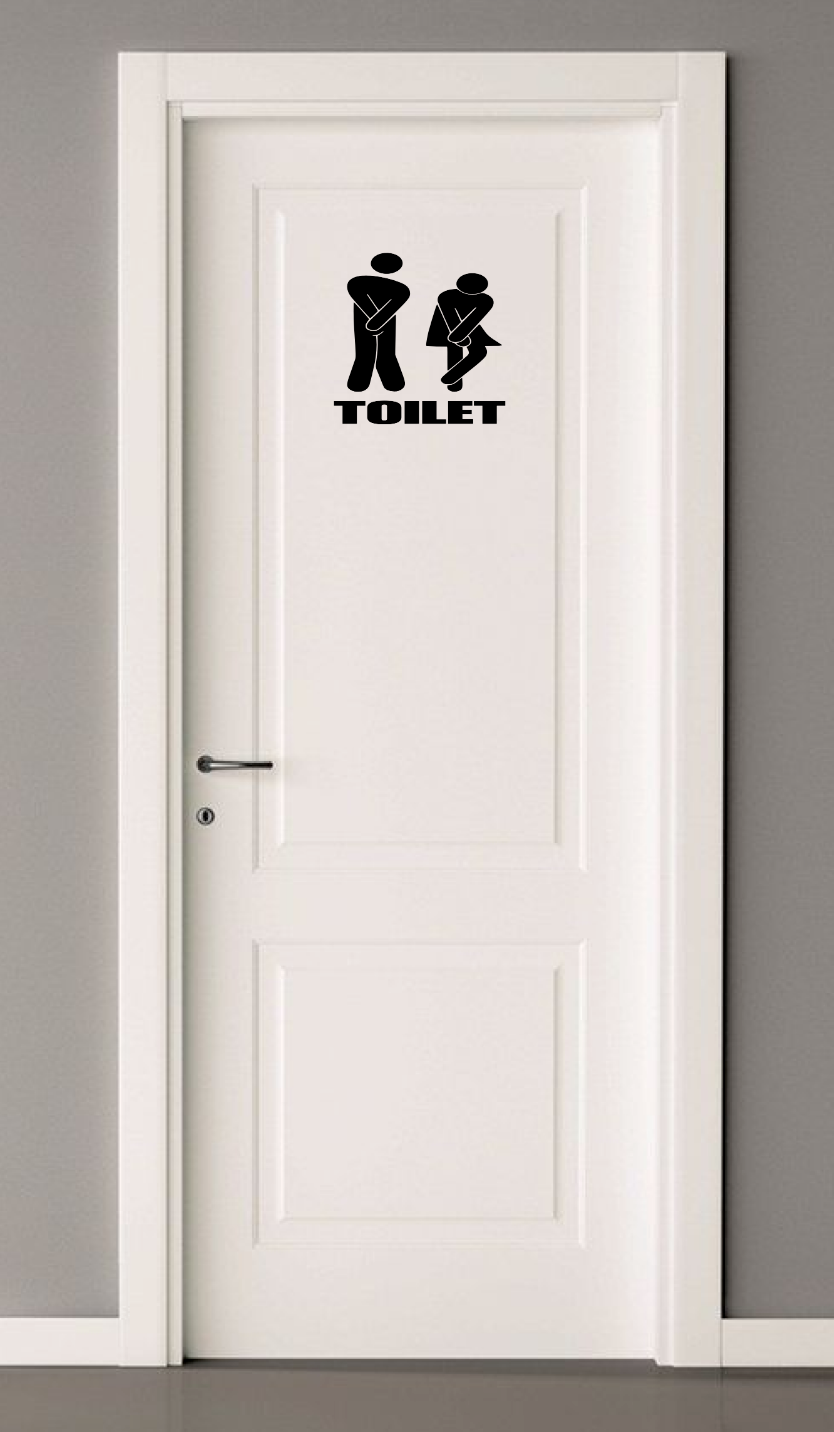 TOILET BUSTING FUNNY DECAL STICKER WC/BATHROOM MALE FEMALE