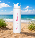Personalised 500ml Insulated Water Bottle with Straw – Custom Name Bottle